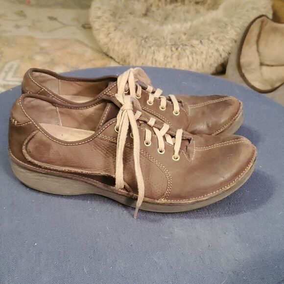 Clarks Wave Walk Womens Brown Leather Lace Up Comfort Shoes Size 8.5 W - Picture 3 of 10
